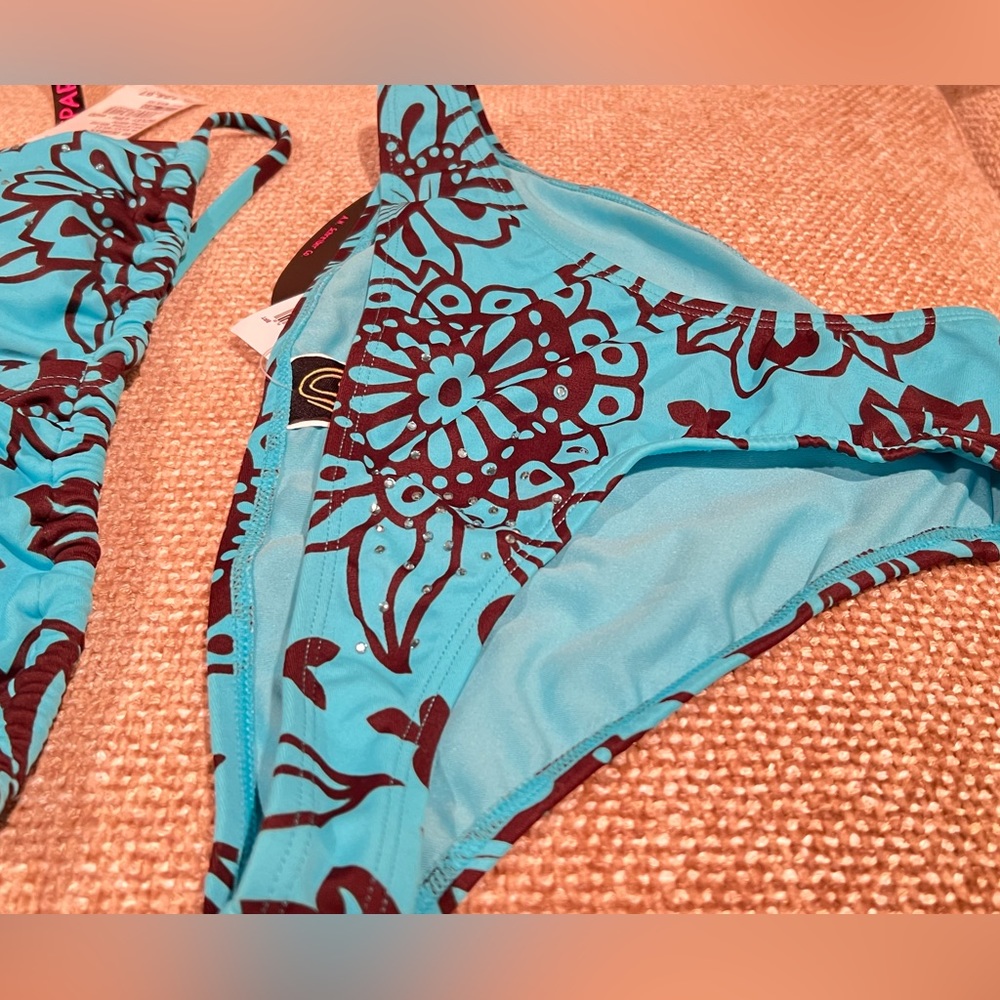 🆕 👙HOST PICK👙99Degrees turquoise/brown bikini set -M - Picture 3 of 7